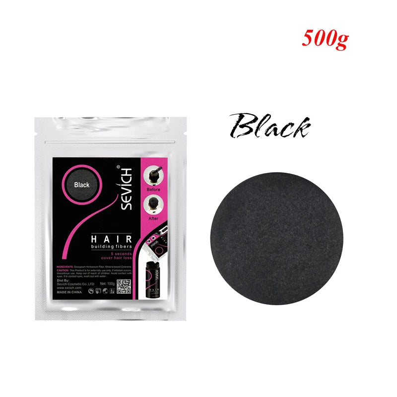10colors Cosmetic Styling Keratin Powders Building Hair Fibers Black/Dk Brown Hair Styling Powder Instant Thicker Hair 500g