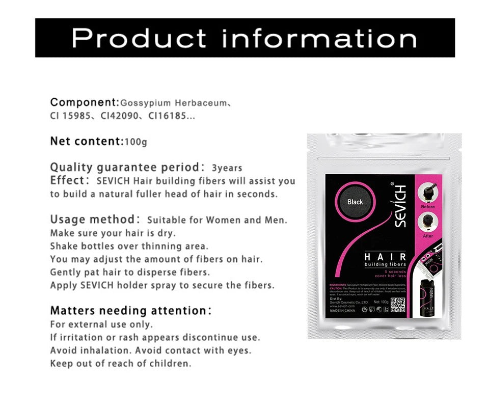 10colors Cosmetic Styling Keratin Powders Building Hair Fibers Black/Dk Brown Hair Styling Powder Instant Thicker Hair 500g