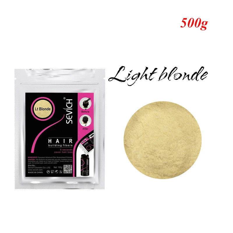 10colors Cosmetic Styling Keratin Powders Building Hair Fibers Black/Dk Brown Hair Styling Powder Instant Thicker Hair 500g