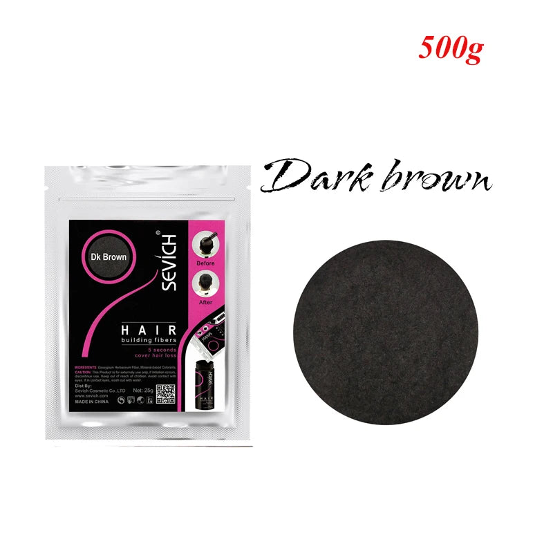 10colors Cosmetic Styling Keratin Powders Building Hair Fibers Black/Dk Brown Hair Styling Powder Instant Thicker Hair 500g