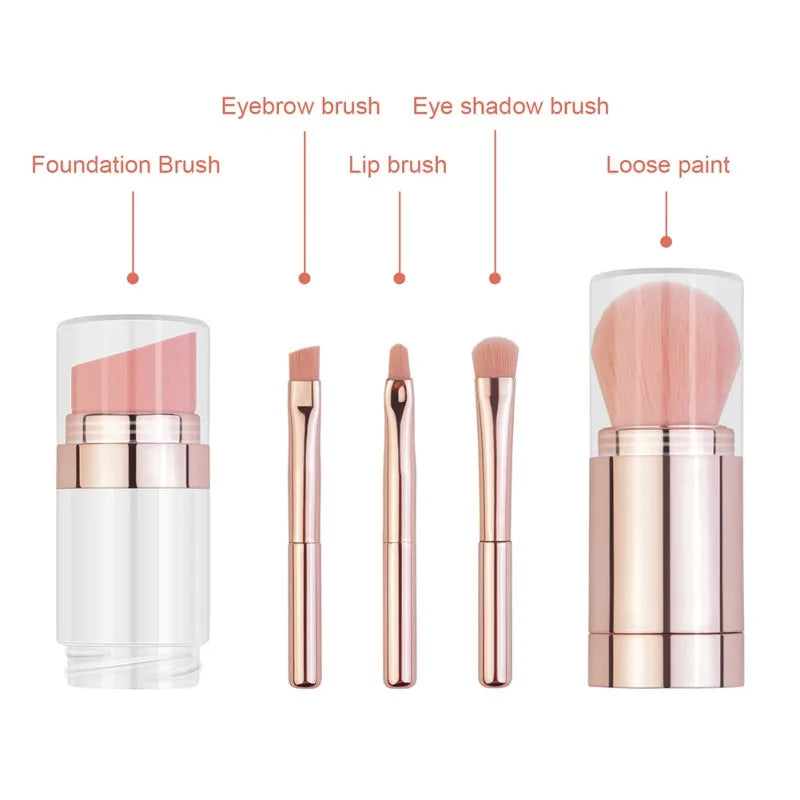4 In 1 Makeup Brushes Foundation Eyebrow Shadow Concealer Eyeliner Blush Powder Cosmetic Professional Maquiagem Beauty Health