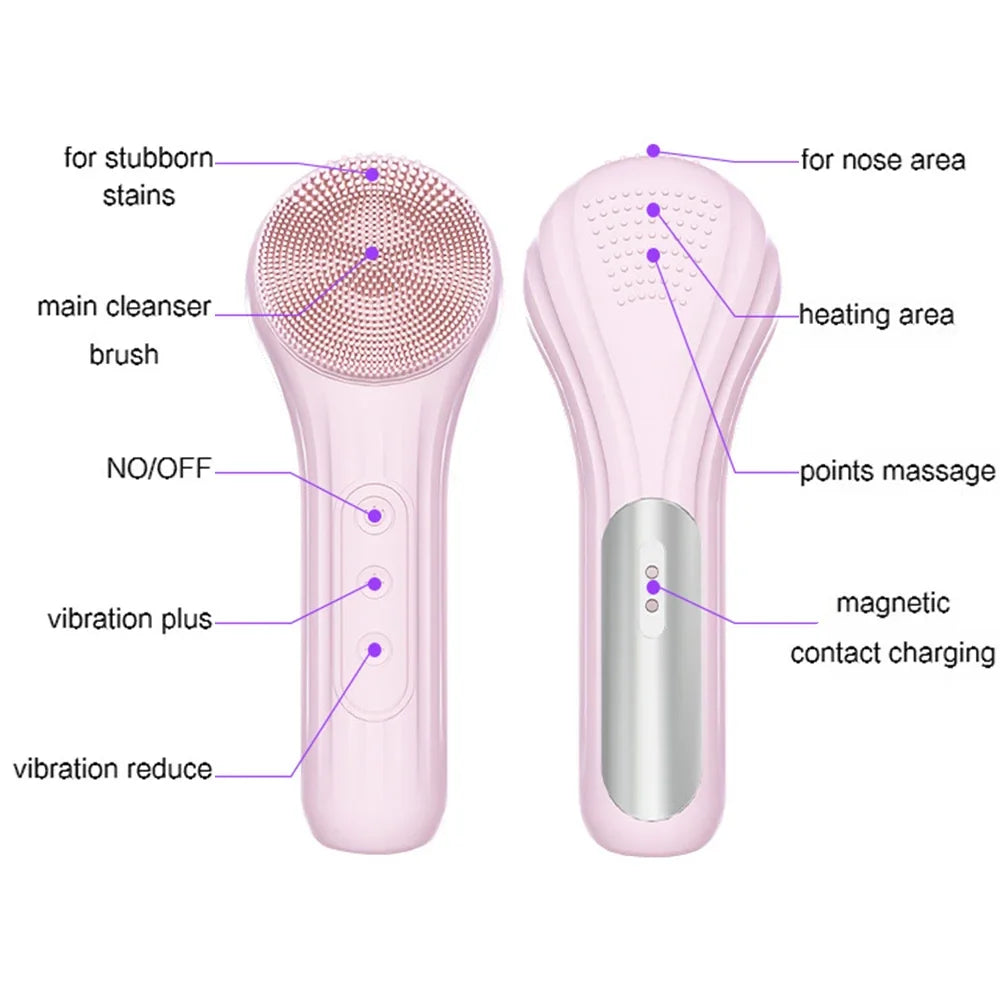 Sonic Waterproof Facial Cleansing Brush for Men & Women Rechargeable Exfoliating Electric Face Scrubber Cleanser Brush