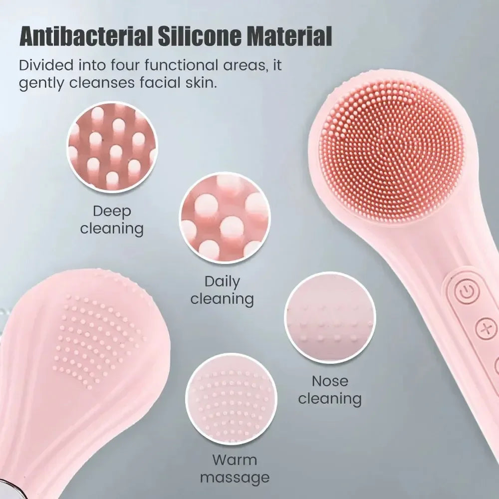 Sonic Waterproof Facial Cleansing Brush for Men & Women Rechargeable Exfoliating Electric Face Scrubber Cleanser Brush