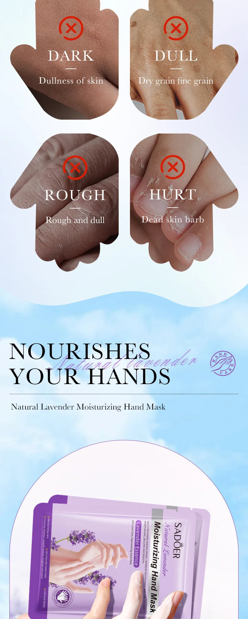 5pack Moisturizing Hand Mask Spa Gloves Exfoliating Hand Patches Gloves Whitening Peeling Remove Dead Skin Lavender Hand Mask