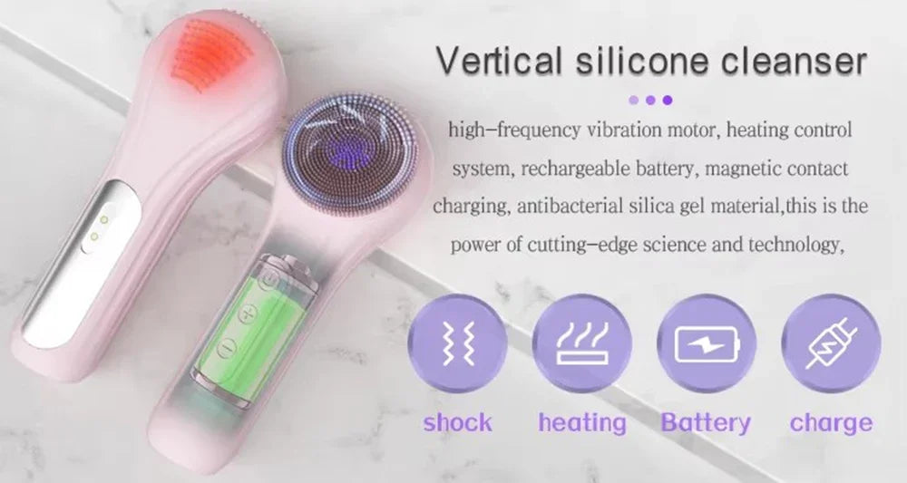 Sonic Waterproof Facial Cleansing Brush for Men & Women Rechargeable Exfoliating Electric Face Scrubber Cleanser Brush