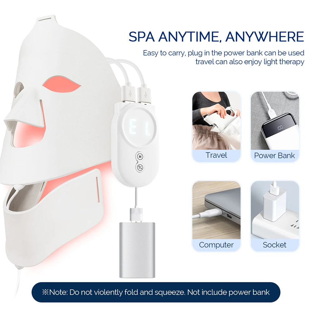 New Silicone LED Face Neck Mask LED Light 7 Colors Photon Skin Care Repair Skin Brightening Rejuvenation mascara led