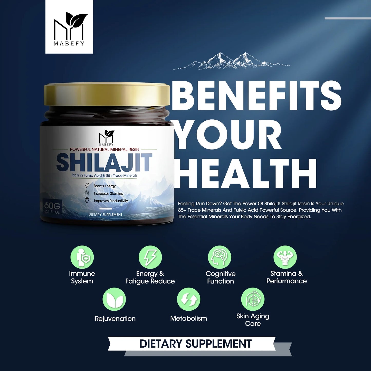  Pure and Natural Himalaya Shilajit Resin - 60g - Energy Boost for Endurance and Stamina - Suitable for Men & Women