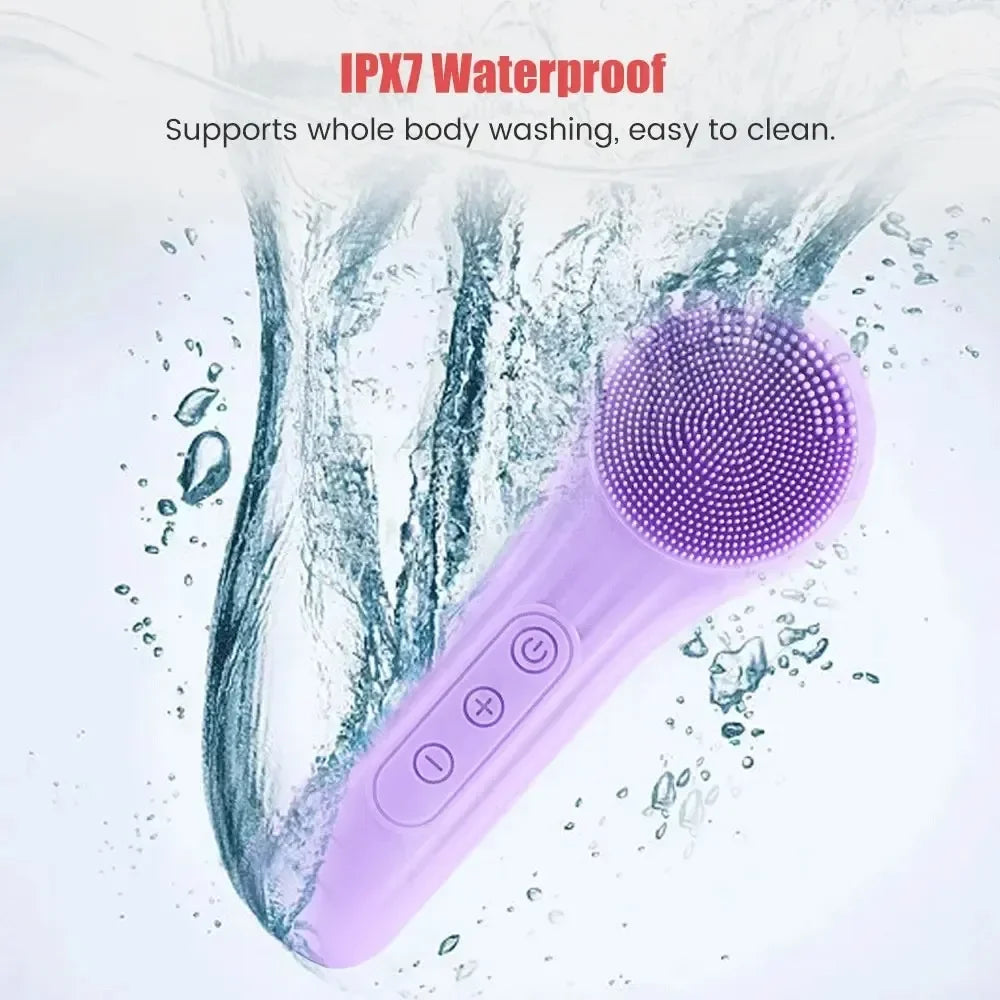 Sonic Waterproof Facial Cleansing Brush for Men & Women Rechargeable Exfoliating Electric Face Scrubber Cleanser Brush