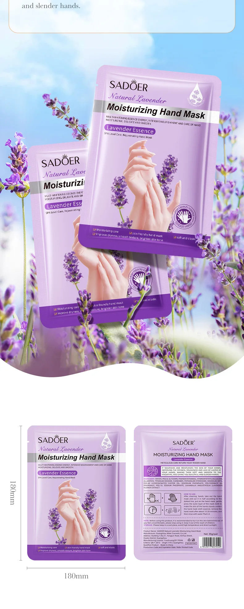 5pack Moisturizing Hand Mask Spa Gloves Exfoliating Hand Patches Gloves Whitening Peeling Remove Dead Skin Lavender Hand Mask