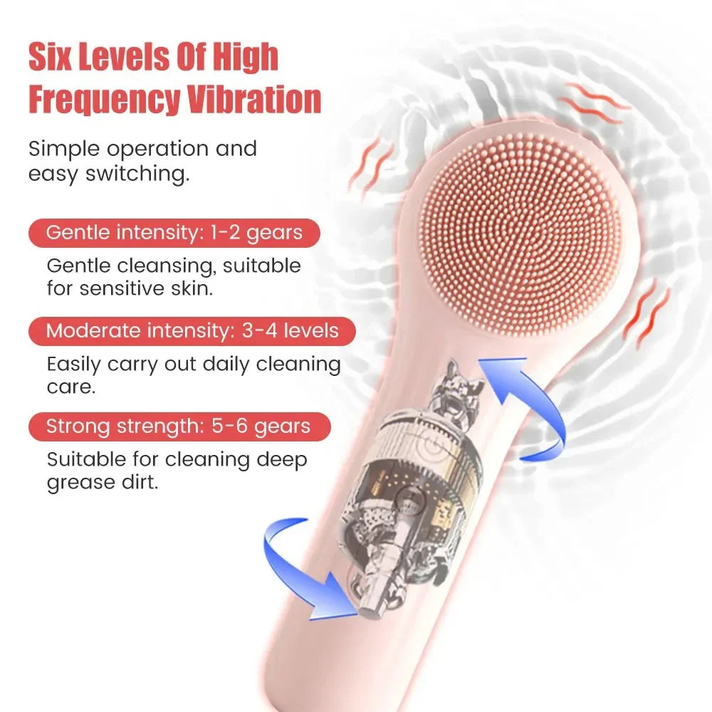 Sonic Waterproof Facial Cleansing Brush for Men & Women Rechargeable Exfoliating Electric Face Scrubber Cleanser Brush