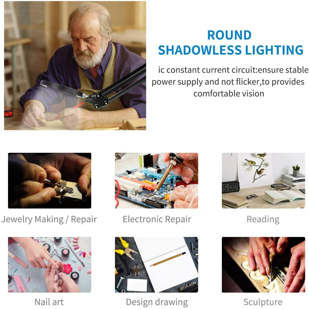 NEW 72LED 8X/10X Illuminated Magnifier USB 3 Colors LED Magnifying Glass for Soldering Iron Repair/Table Lamp/Skincare Beauty