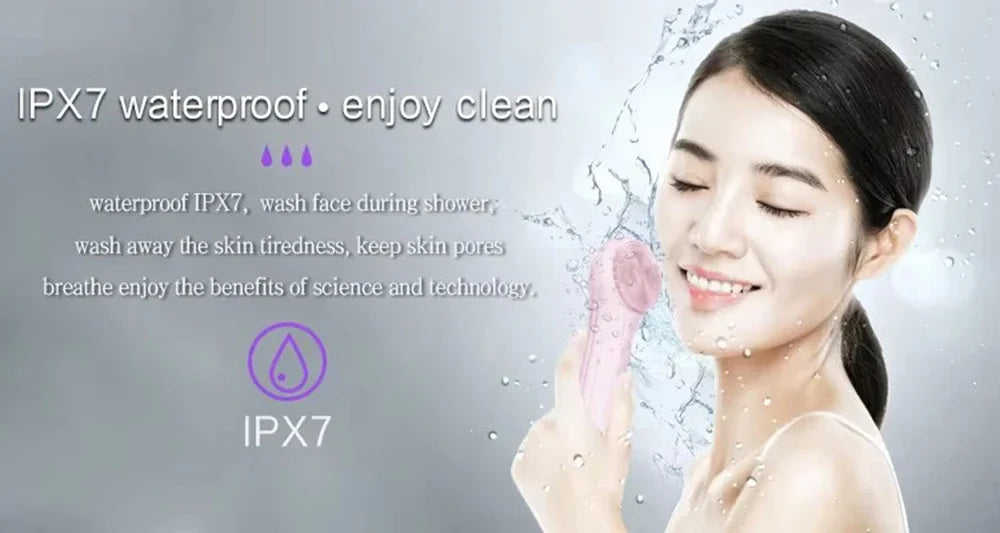 Sonic Waterproof Facial Cleansing Brush for Men & Women Rechargeable Exfoliating Electric Face Scrubber Cleanser Brush