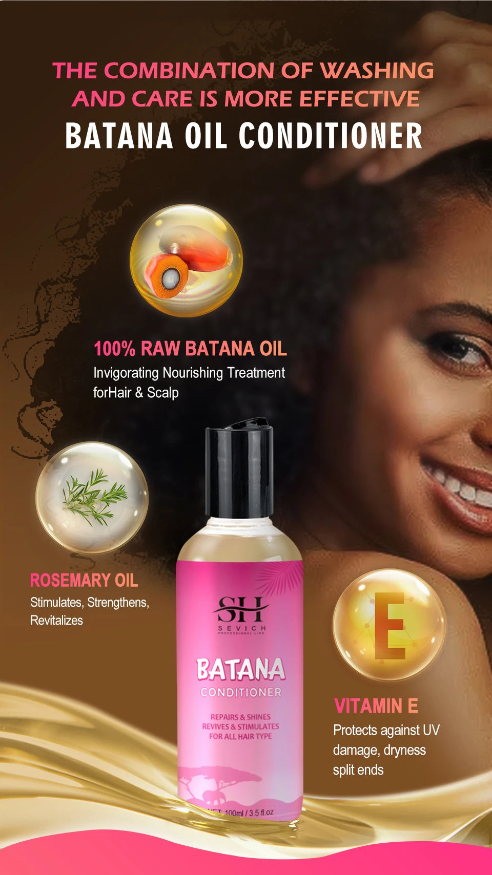 Natural 100% Pure Batana Oil For Hair Growth Batana Oil Butter Hair Mask From Honduras Hair Loss Treatment For Black Men & Women