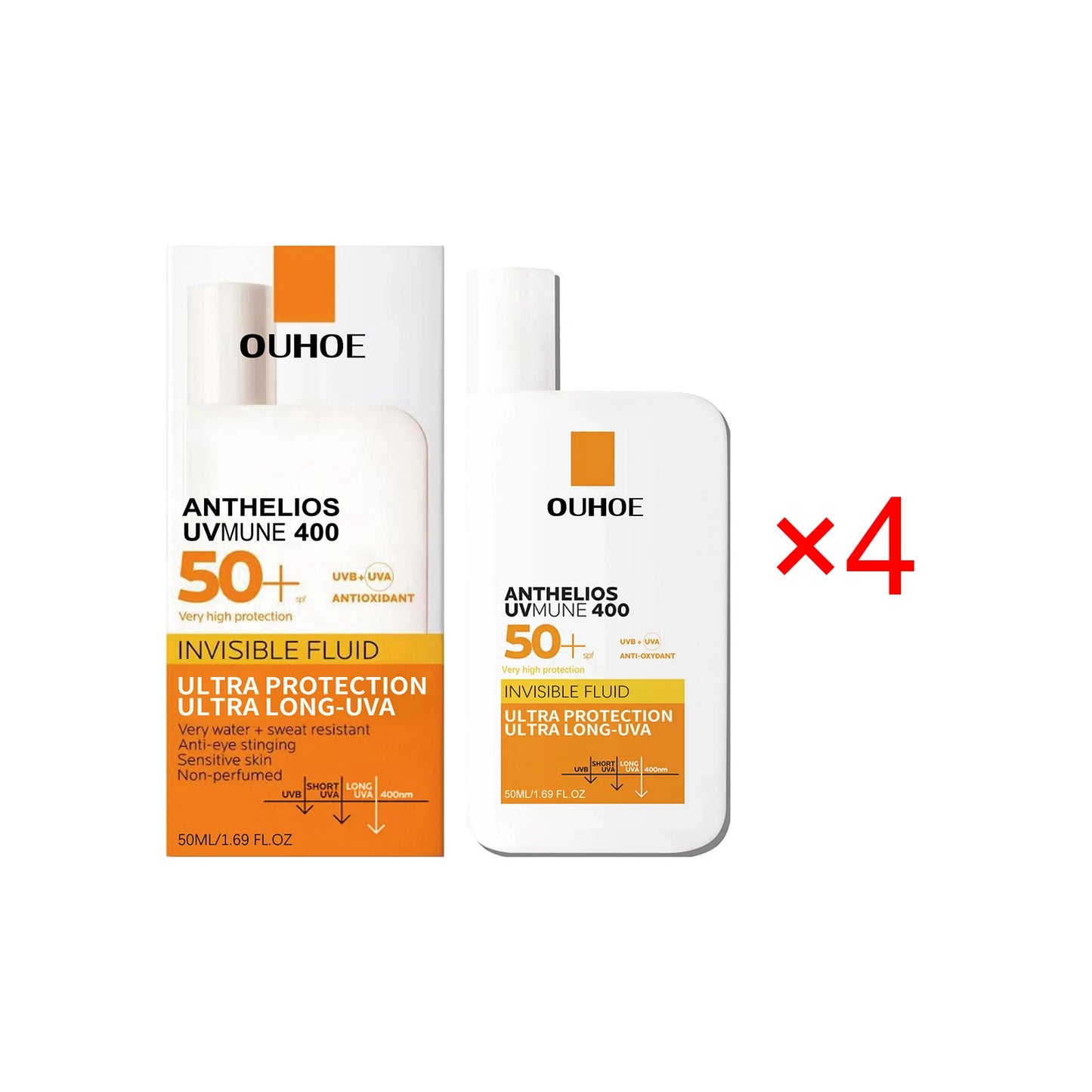New Invisible Fluid Sunscreen SPF 50+ High Quality Water + Sweat Resistant Hydrating Moisturize Lotion Sunscreen Liquid Cream
