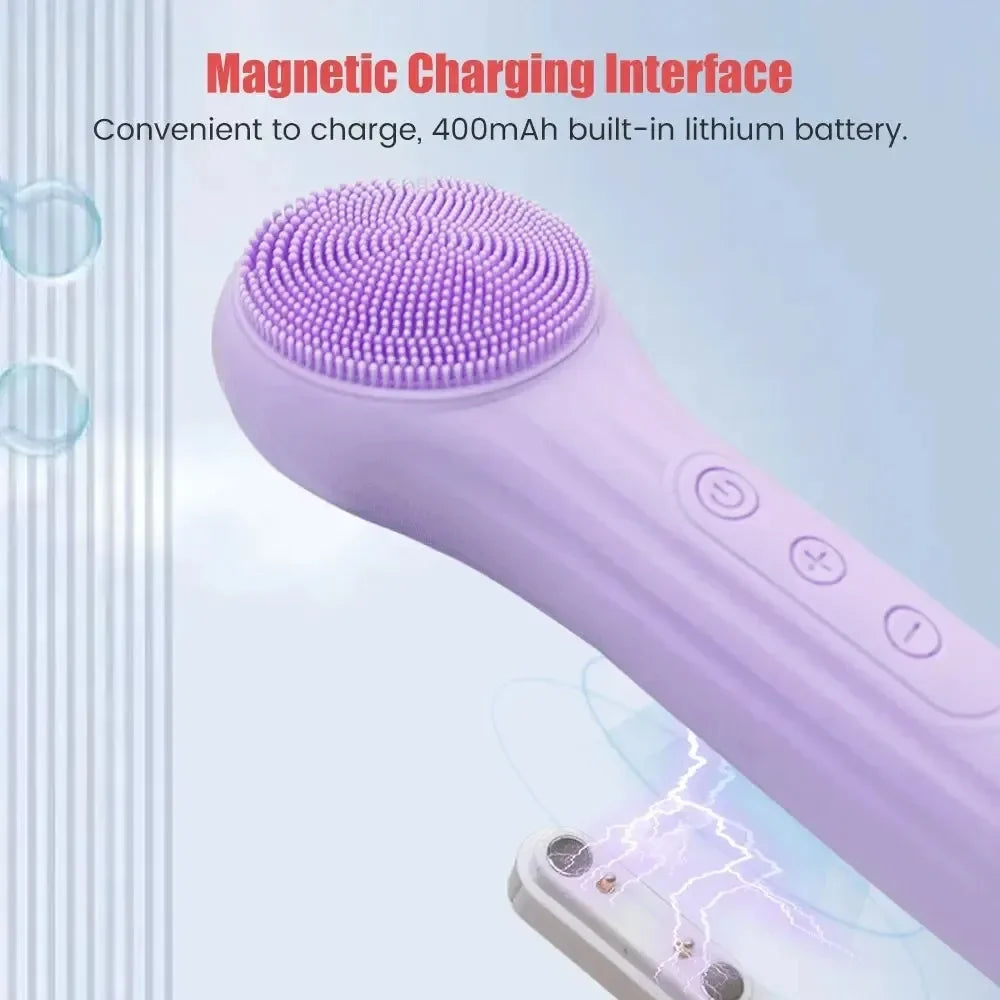 Sonic Waterproof Facial Cleansing Brush for Men & Women Rechargeable Exfoliating Electric Face Scrubber Cleanser Brush