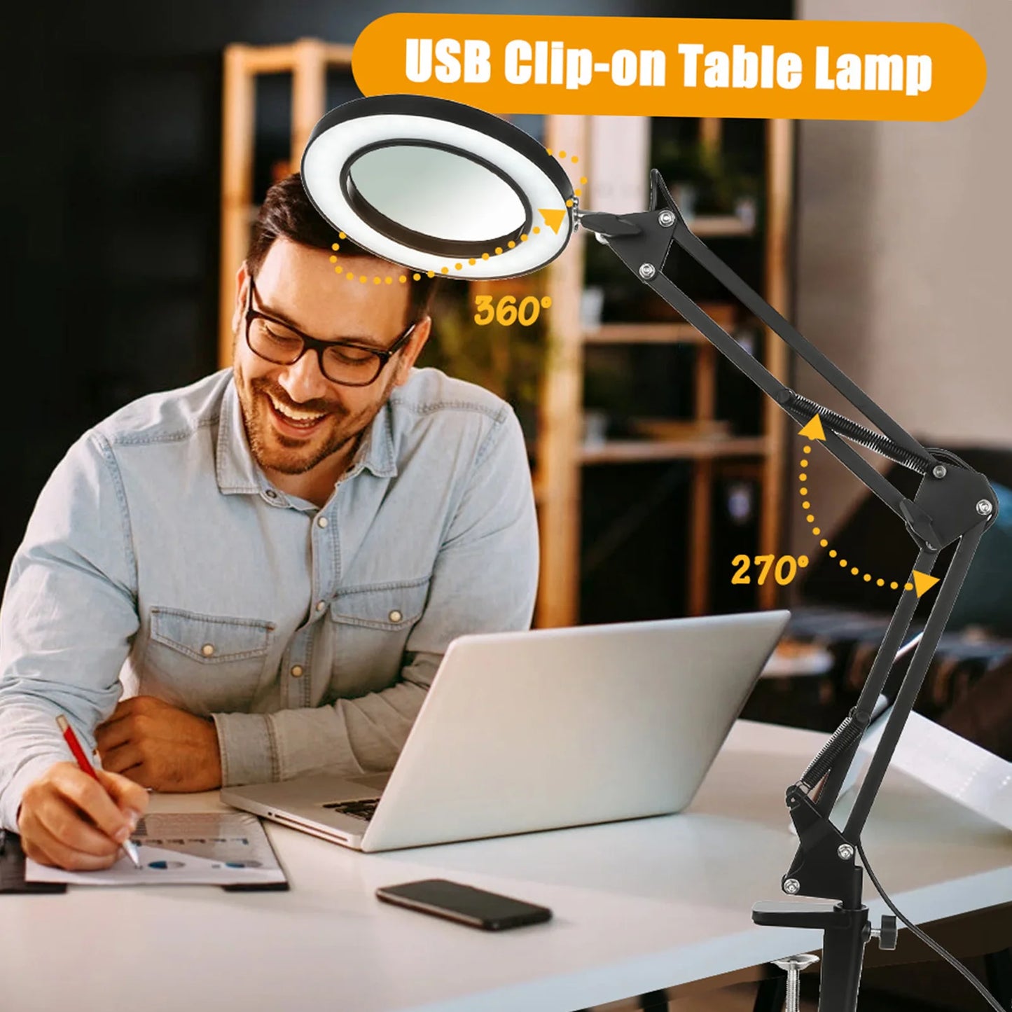 NEW 72LED 8X/10X Illuminated Magnifier USB 3 Colors LED Magnifying Glass for Soldering Iron Repair/Table Lamp/Skincare Beauty