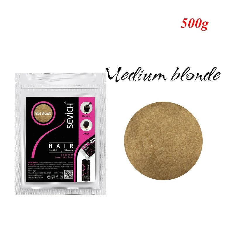 10colors Cosmetic Styling Keratin Powders Building Hair Fibers Black/Dk Brown Hair Styling Powder Instant Thicker Hair 500g