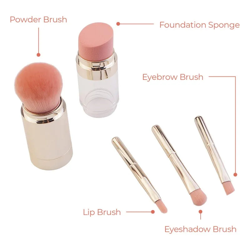 4 In 1 Makeup Brushes Foundation Eyebrow Shadow Concealer Eyeliner Blush Powder Cosmetic Professional Maquiagem Beauty Health