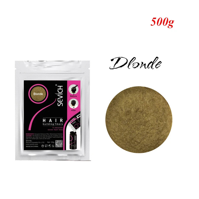 10colors Cosmetic Styling Keratin Powders Building Hair Fibers Black/Dk Brown Hair Styling Powder Instant Thicker Hair 500g