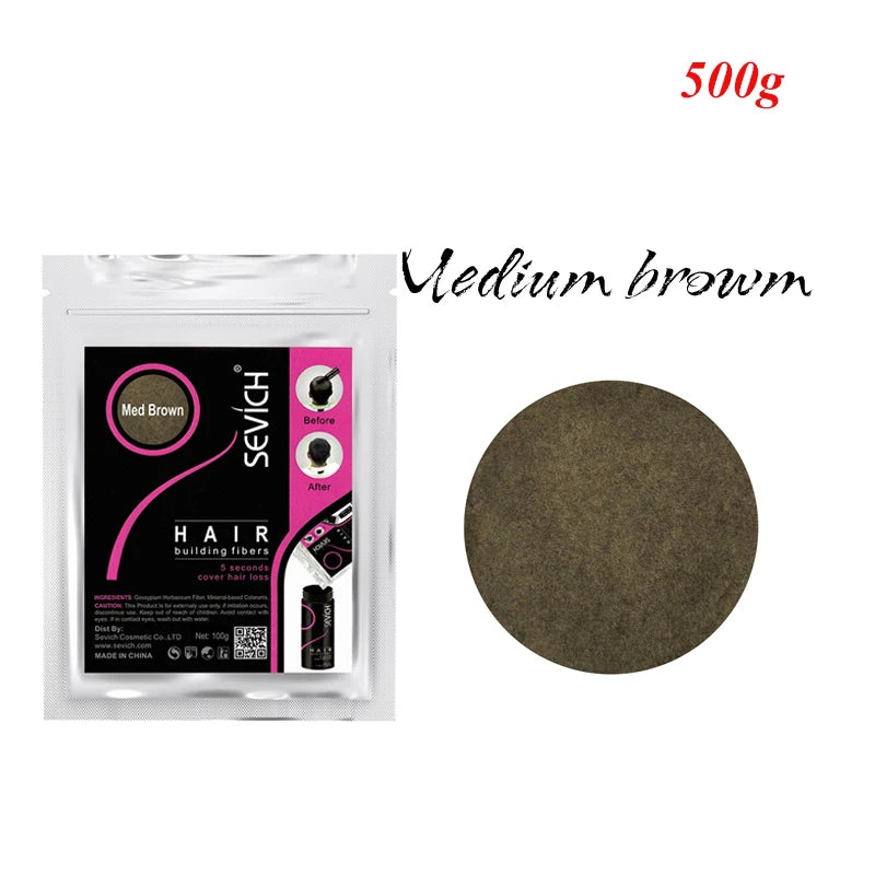 10colors Cosmetic Styling Keratin Powders Building Hair Fibers Black/Dk Brown Hair Styling Powder Instant Thicker Hair 500g