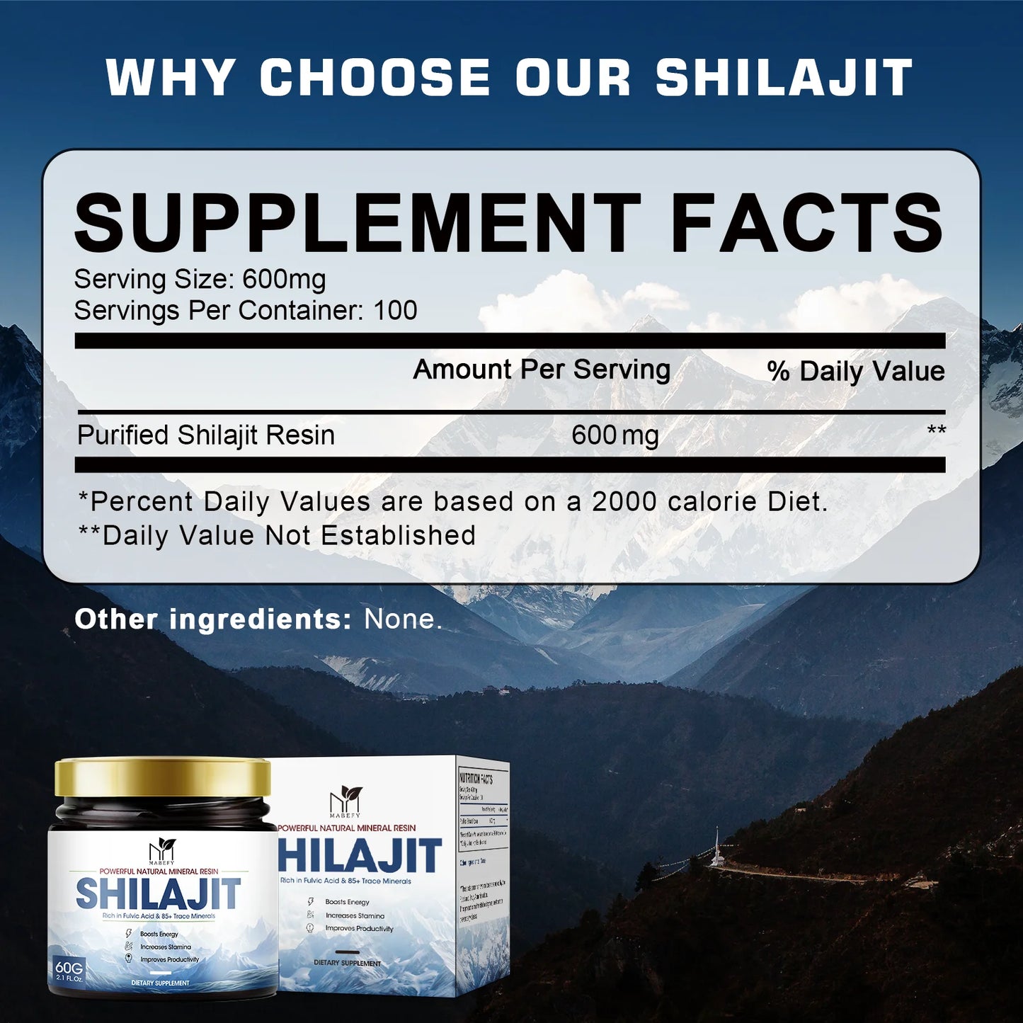 ﻿ Pure and Natural Himalaya Shilajit Resin - 60g - Energy Boost for Endurance and Stamina - Suitable for Men & Women