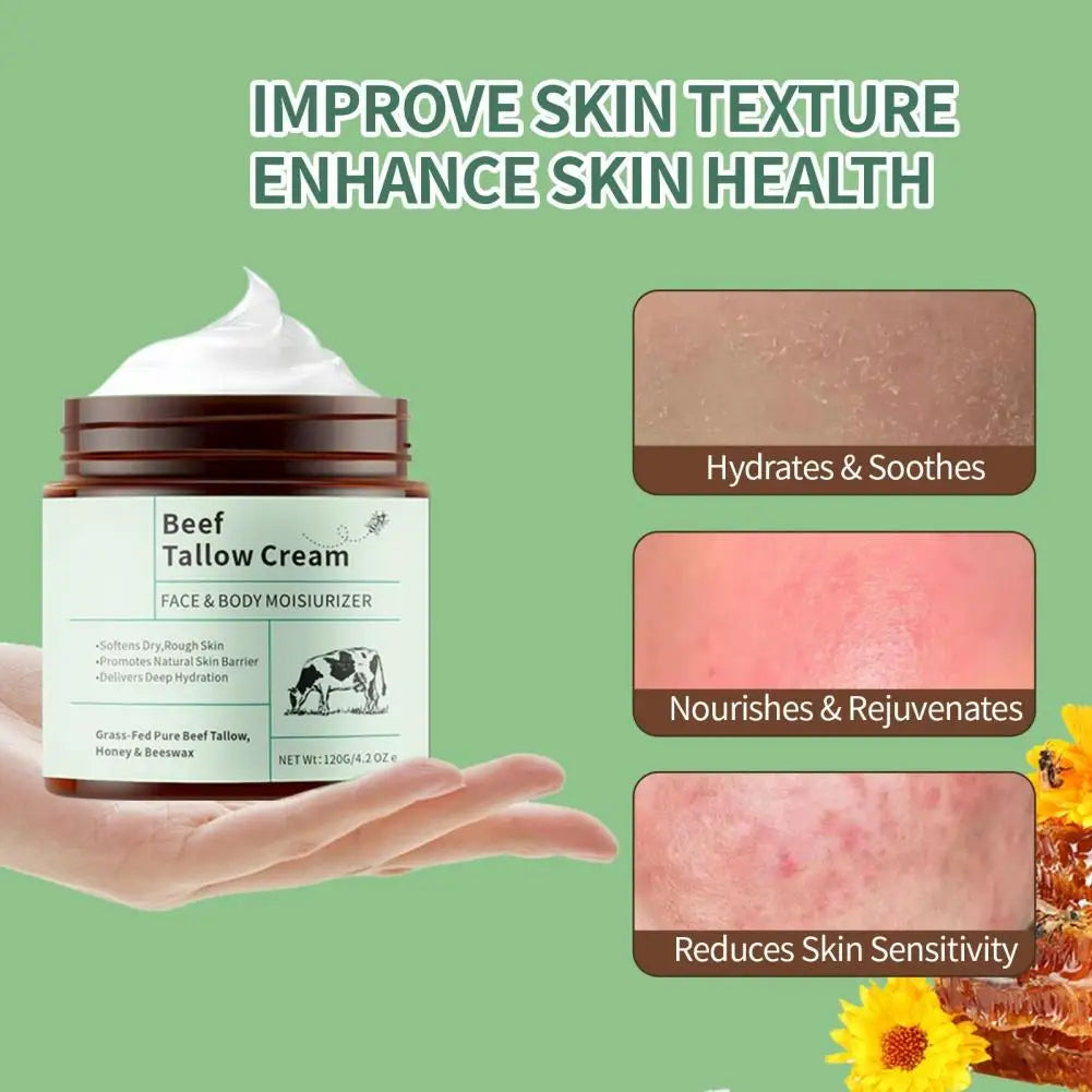 120g Beef Tallow Honey Moisturizer Cream Brightening Rejuvenation Nourishing Hydrating Redness Repair Pore Women's Cosmetics