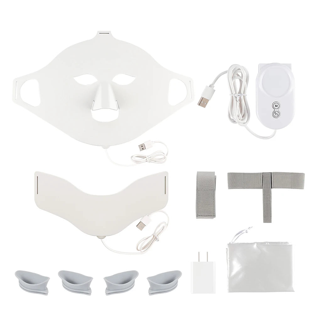 New Silicone LED Face Neck Mask LED Light 7 Colors Photon Skin Care Repair Skin Brightening Rejuvenation mascara led