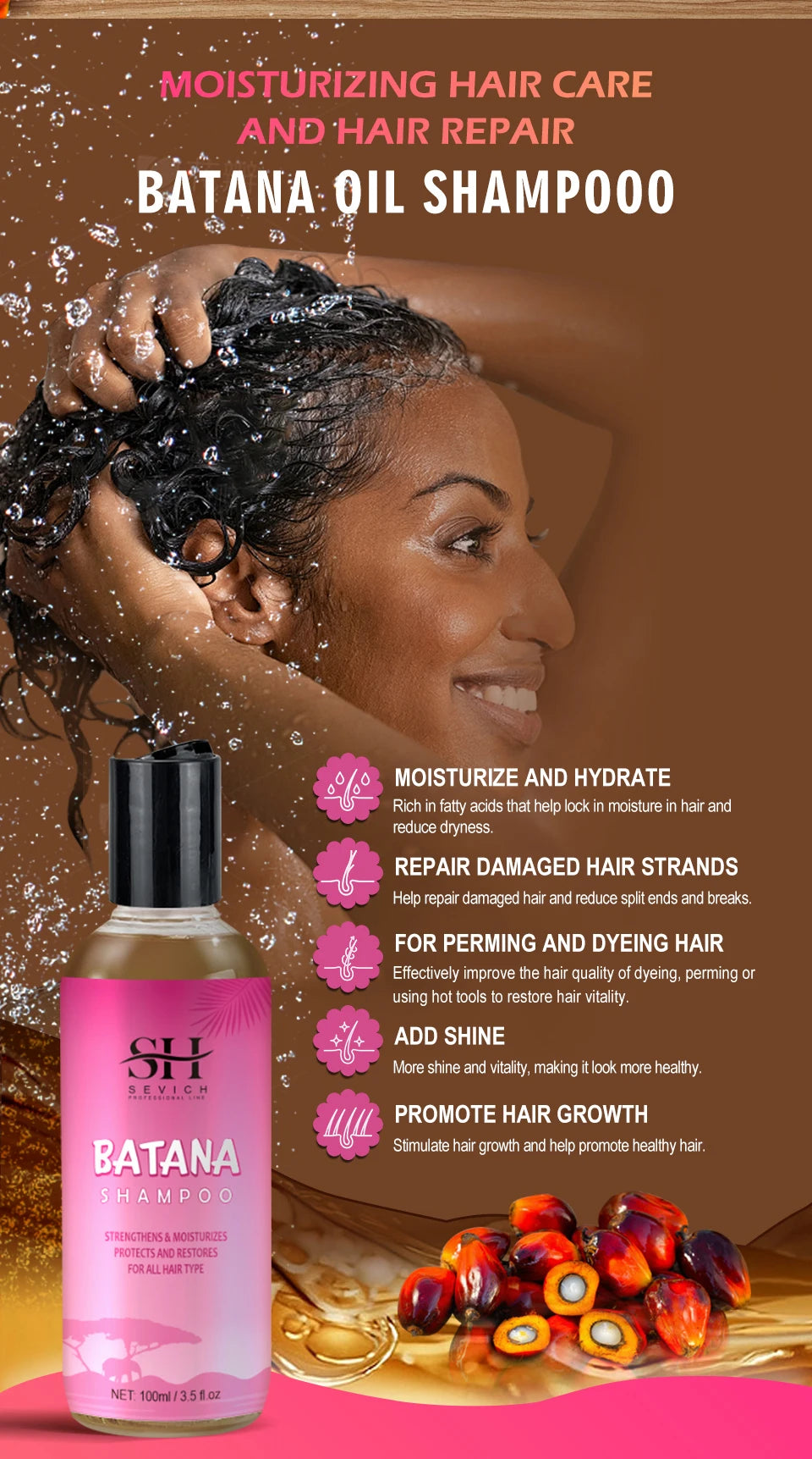 Natural 100% Pure Batana Oil For Hair Growth Batana Oil Butter Hair Mask From Honduras Hair Loss Treatment For Black Men & Women