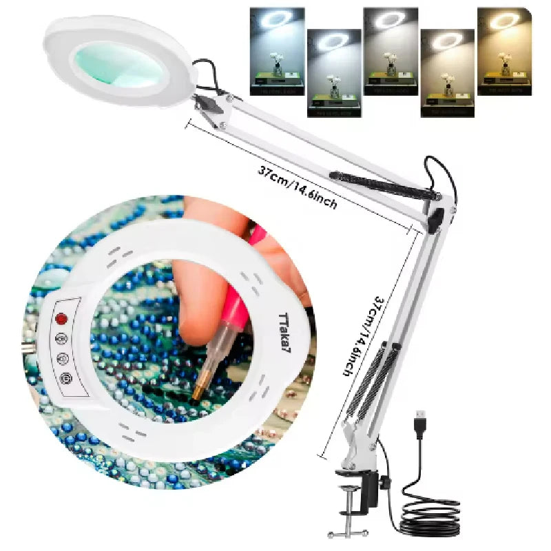 NEW 72LED 8X/10X  Illuminated Magnifier USB 3 Colors LED Magnifying Glass for Soldering Iron Repair/Table Lamp/Skincare Beauty
