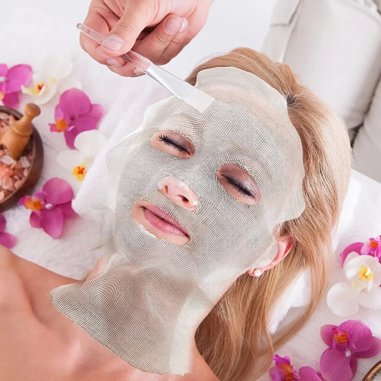 100PCS White Soft Disposable Gauze Face Mask Pure Cotton Paper Sheet Beauty Salon Special Gauze Absorption Non-Irritating