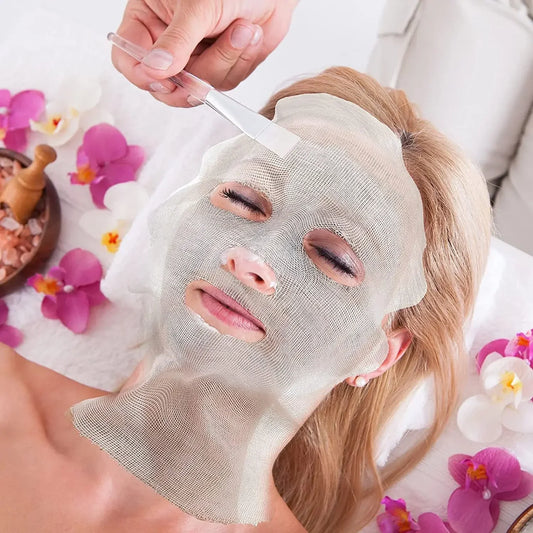 100PCS White Soft Disposable Gauze Face Mask Pure Cotton Paper Sheet Beauty Salon Special Gauze Absorption Non-Irritating