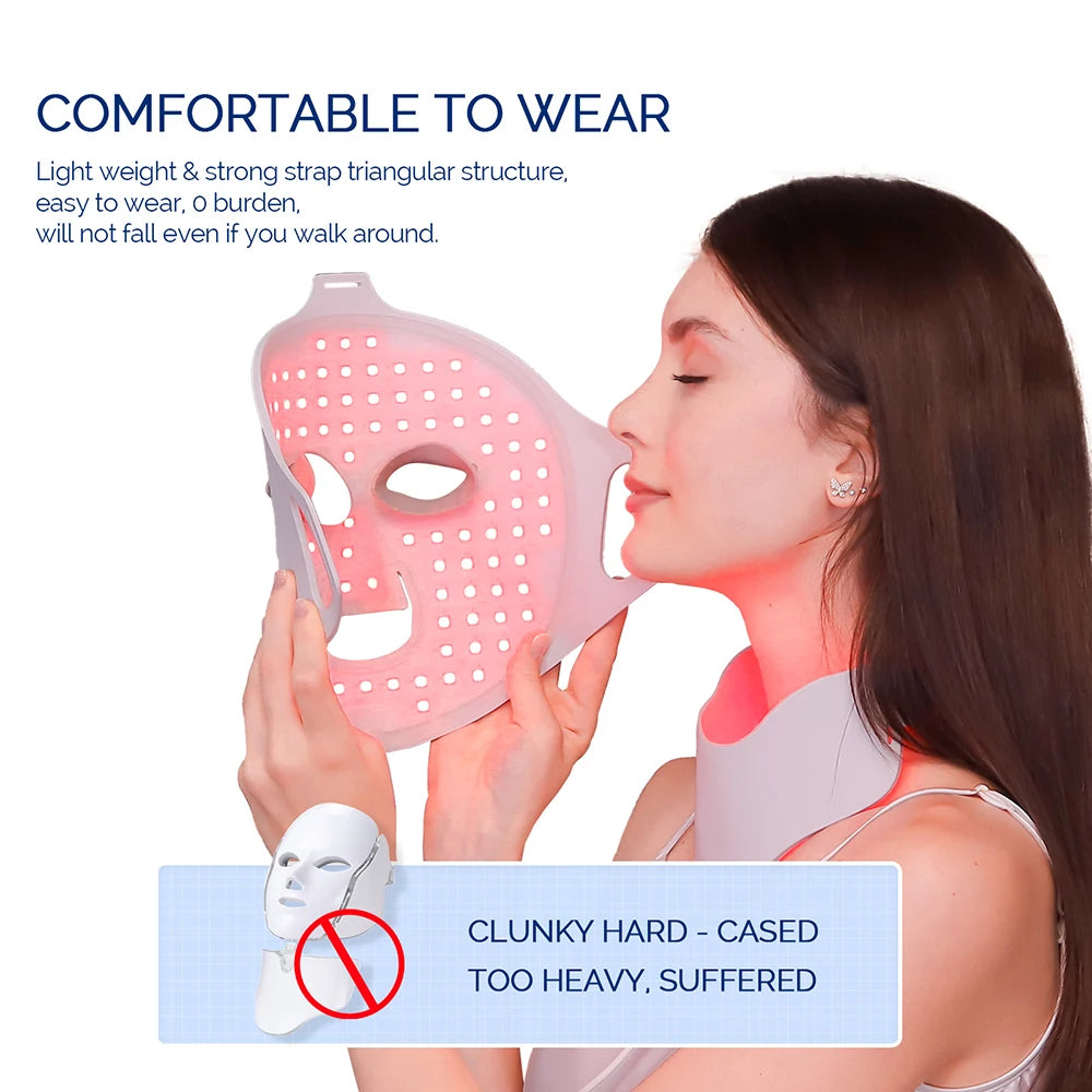 New Silicone LED Face Neck Mask LED Light 7 Colors Photon Skin Care Repair Skin Brightening Rejuvenation mascara led