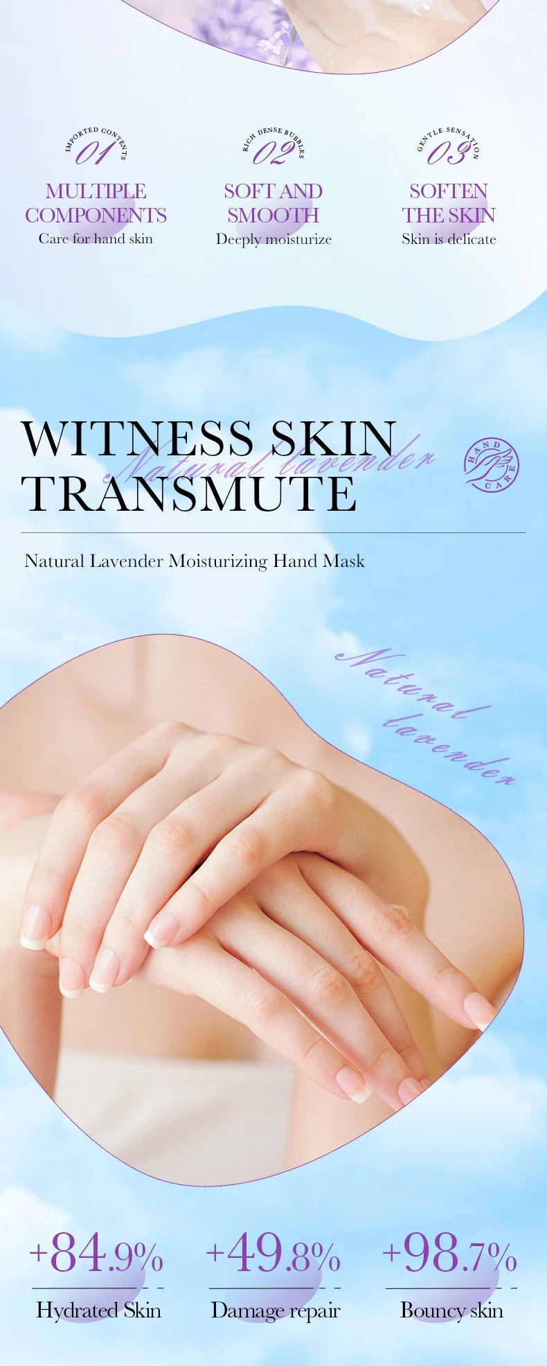 5pack Moisturizing Hand Mask Spa Gloves Exfoliating Hand Patches Gloves Whitening Peeling Remove Dead Skin Lavender Hand Mask