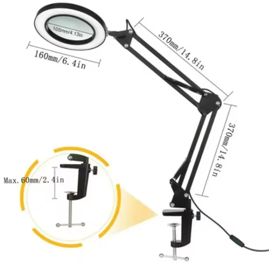 NEW 72LED 8X/10X  Illuminated Magnifier USB 3 Colors LED Magnifying Glass for Soldering Iron Repair/Table Lamp/Skincare Beauty