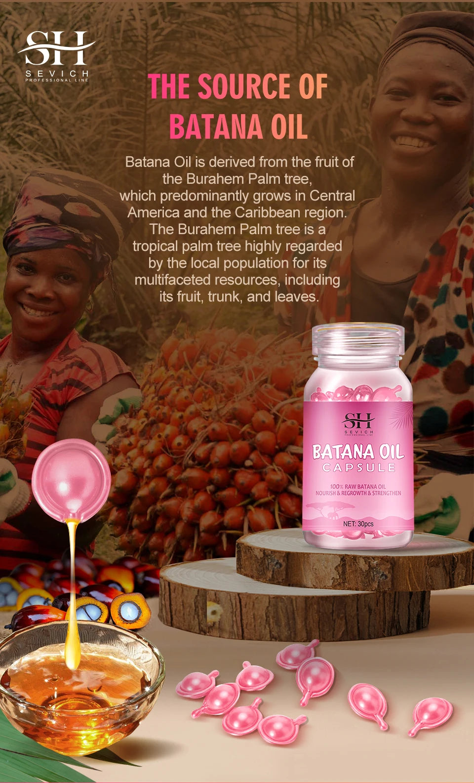 Natural 100% Pure Batana Oil For Hair Growth Batana Oil Butter Hair Mask From Honduras Hair Loss Treatment For Black Men & Women