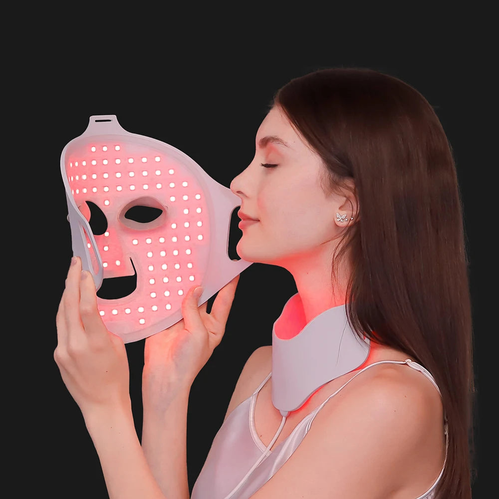 New Silicone LED Face Neck Mask LED Light 7 Colors Photon Skin Care Repair Skin Brightening Rejuvenation mascara led