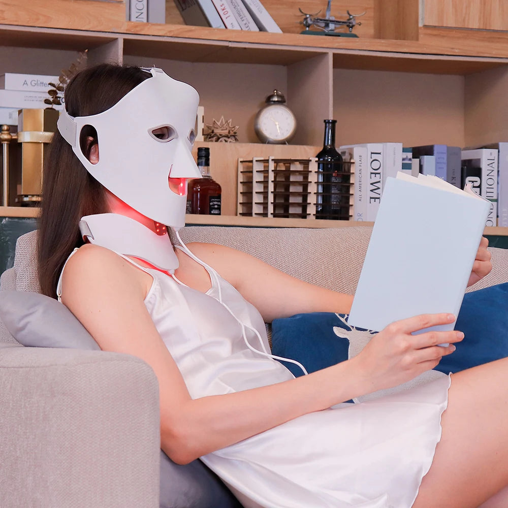 New Silicone LED Face Neck Mask LED Light 7 Colors Photon Skin Care Repair Skin Brightening Rejuvenation mascara led