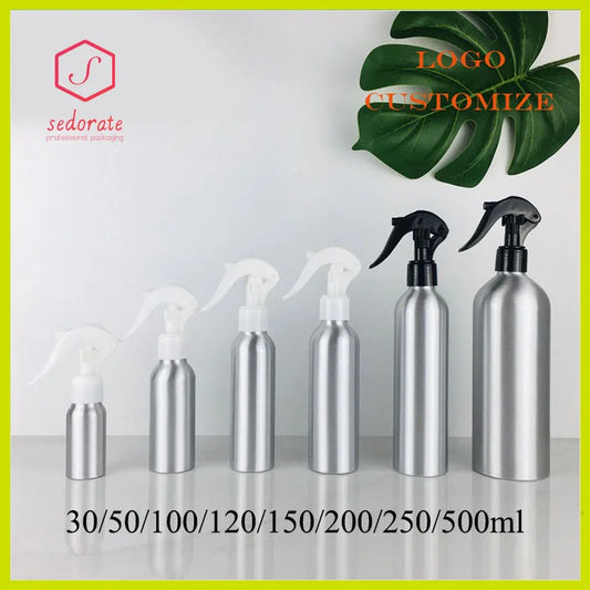 10/20/50pcs 30/50/100/120/150/200/250/500ml Trigger Spray Aluminum Bottle Mist Atomiser Spray Refill Aluminum Bottle JX2309281