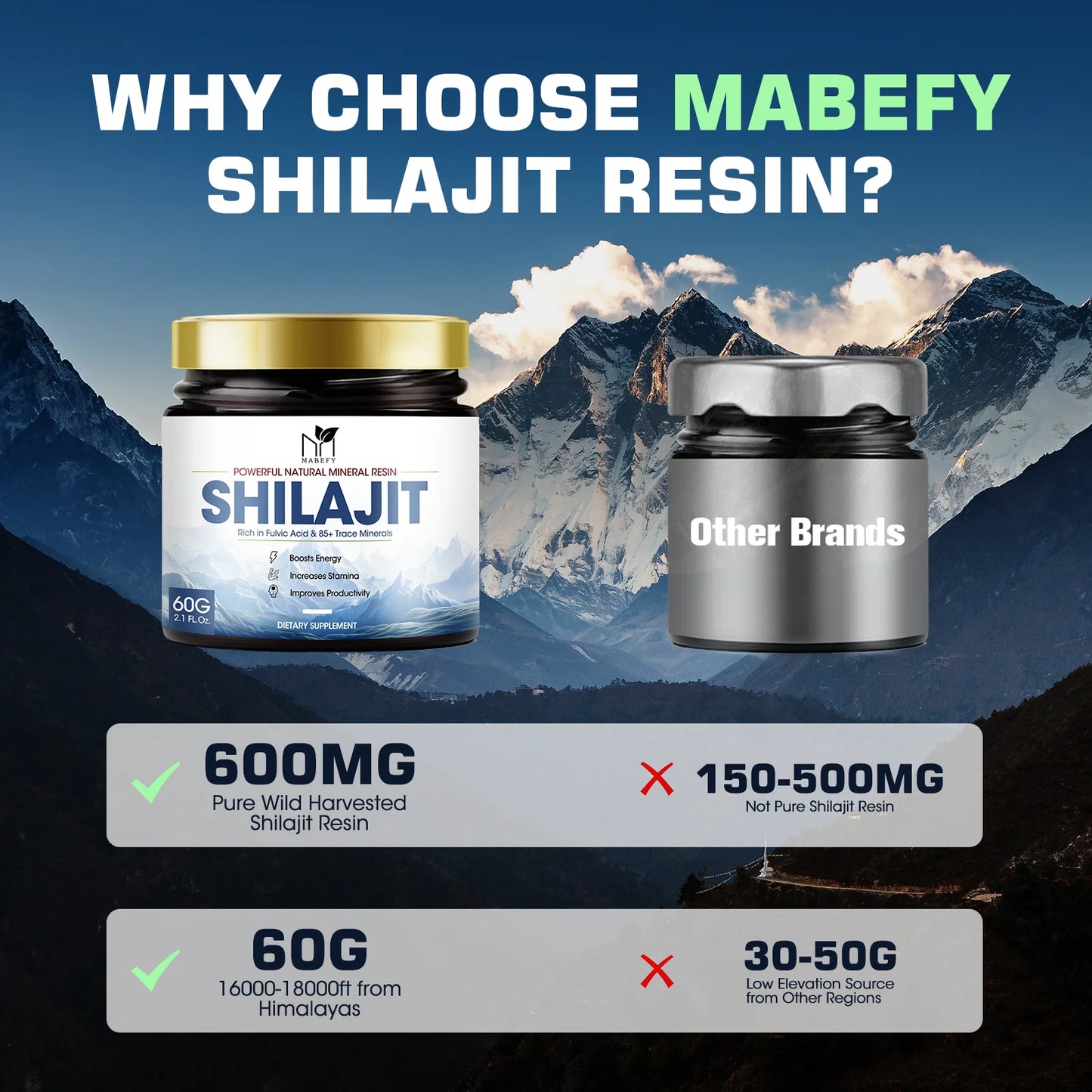 ﻿ Pure and Natural Himalaya Shilajit Resin - 60g - Energy Boost for Endurance and Stamina - Suitable for Men & Women