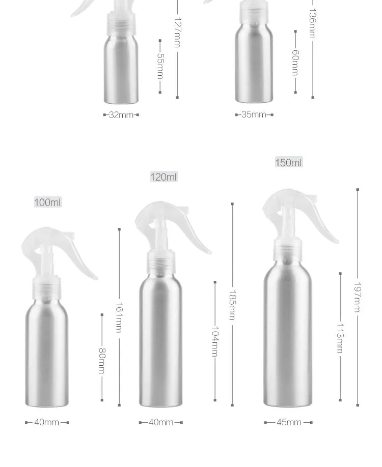 10/20/50pcs 30/50/100/120/150/200/250/500ml Trigger Spray Aluminum Bottle Mist Atomiser Spray Refill Aluminum Bottle JX2309281