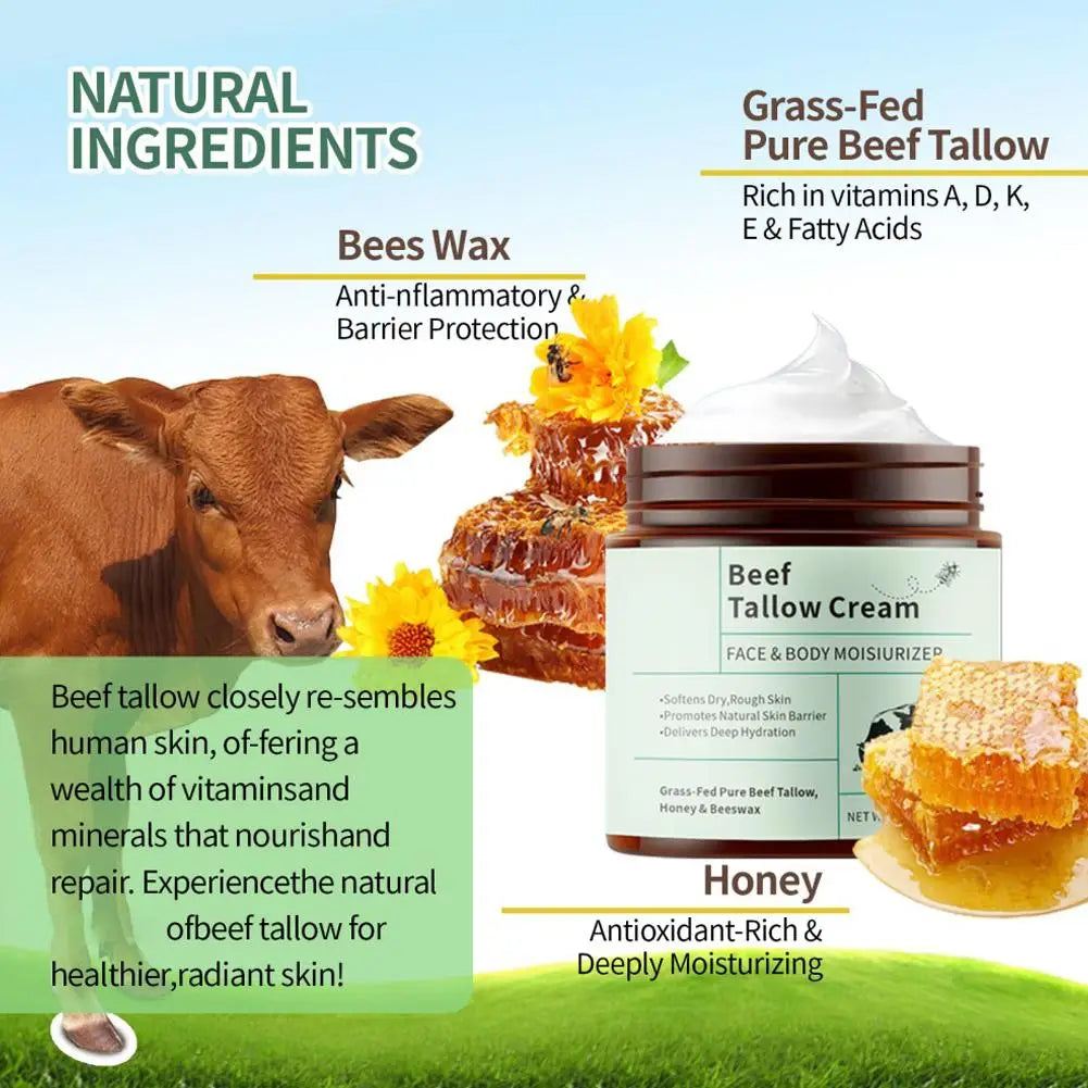 120g Beef Tallow Honey Moisturizer Cream Brightening Rejuvenation Nourishing Hydrating Redness Repair Pore Women's Cosmetics