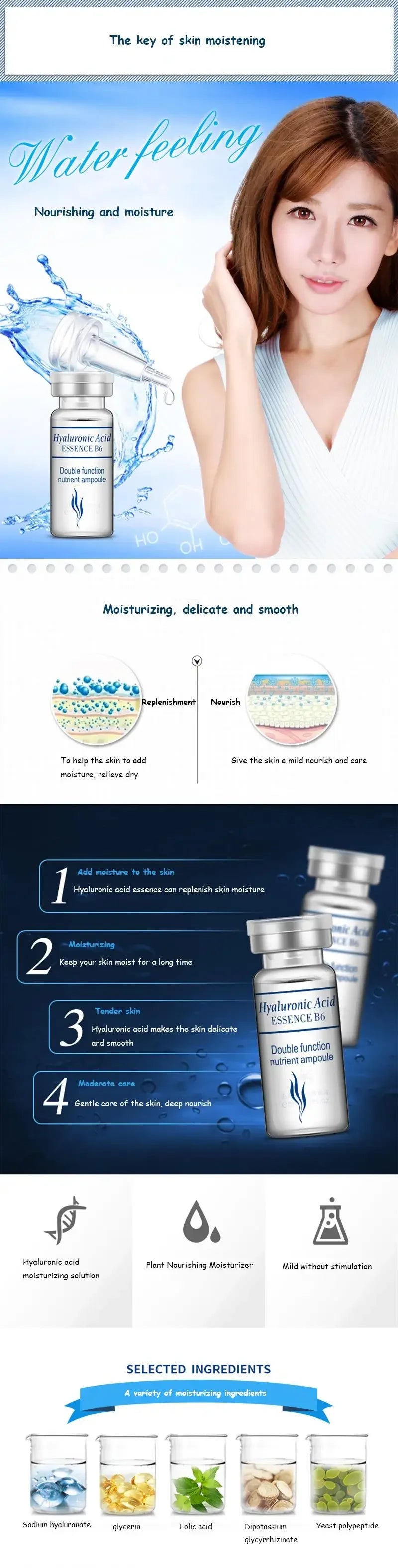 20pcs BIOAQUA Hyaluronic Acid Serum Facial skincare Moisturizing Firming Hydrating Facial Essence Liquid Face Skin Care