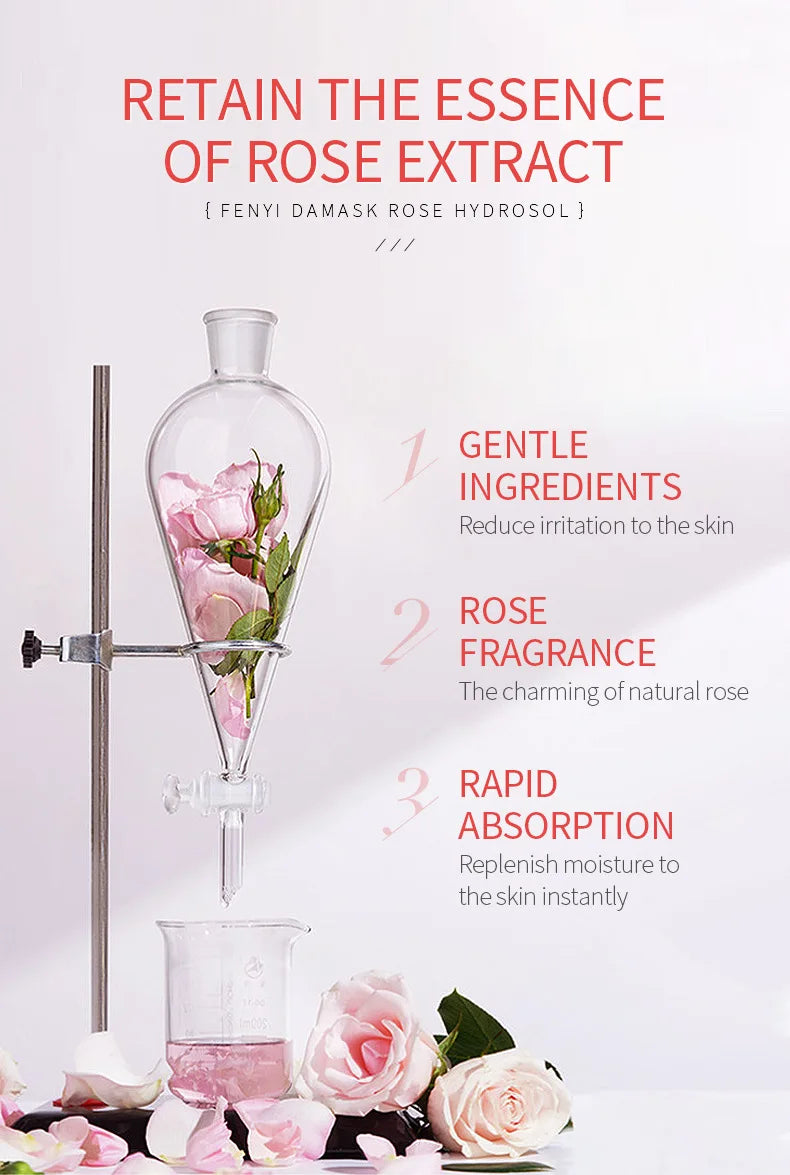 LAIKOU Face Care Rose Water Nourishing Skin Improve Dullness Anti Aging Facial Toner Damask Hydrosol Korean Skincare Products