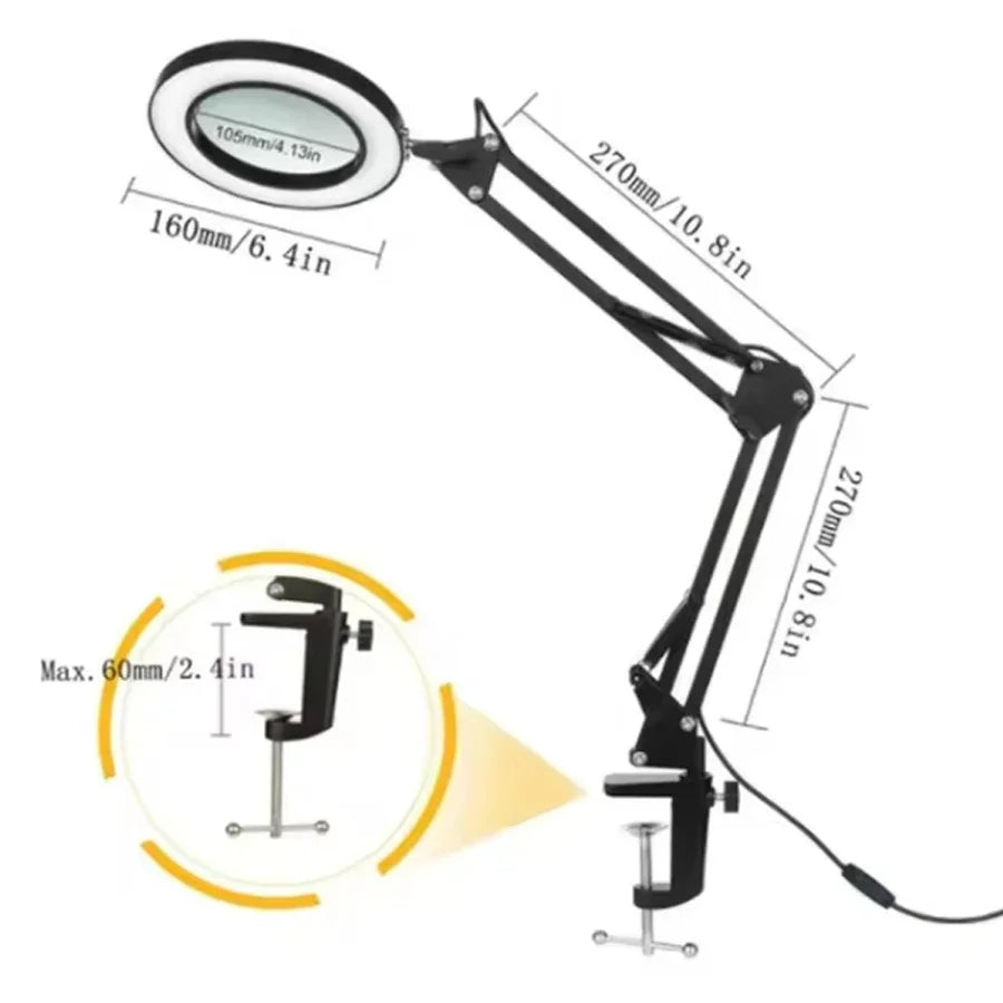 NEW 72LED 8X/10X  Illuminated Magnifier USB 3 Colors LED Magnifying Glass for Soldering Iron Repair/Table Lamp/Skincare Beauty