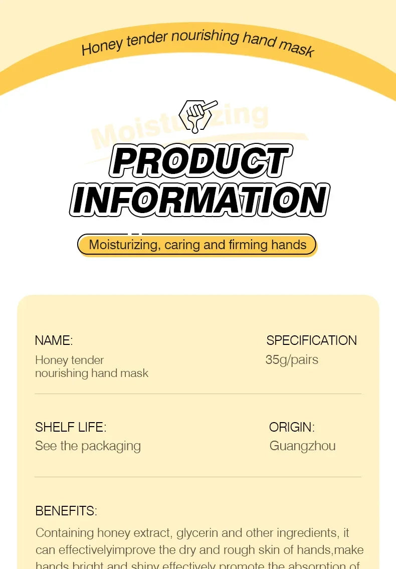10 Pairs Honey Hand Mask Hands skincare Masks Moisturizing Nourishing Tendering Smoothing Anti Wrinkle Hands Skin Care Products