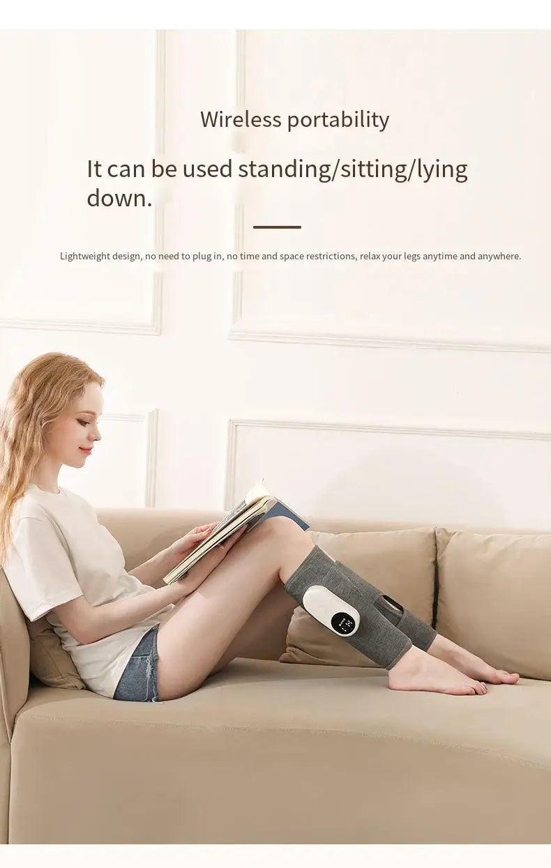Wireless Smart Leg Massager TypeC Charging 360° Air Pressure Calf Hot Compress Massager 3 Mode Adjustable Relax Foot Calf Muscle