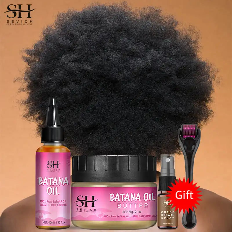 Fast Hair Growth Set Batana oil Traction Alopecia Hair Mask Anti Break Loss Hair Growth Oil Baldness Treatment chebe hair oil