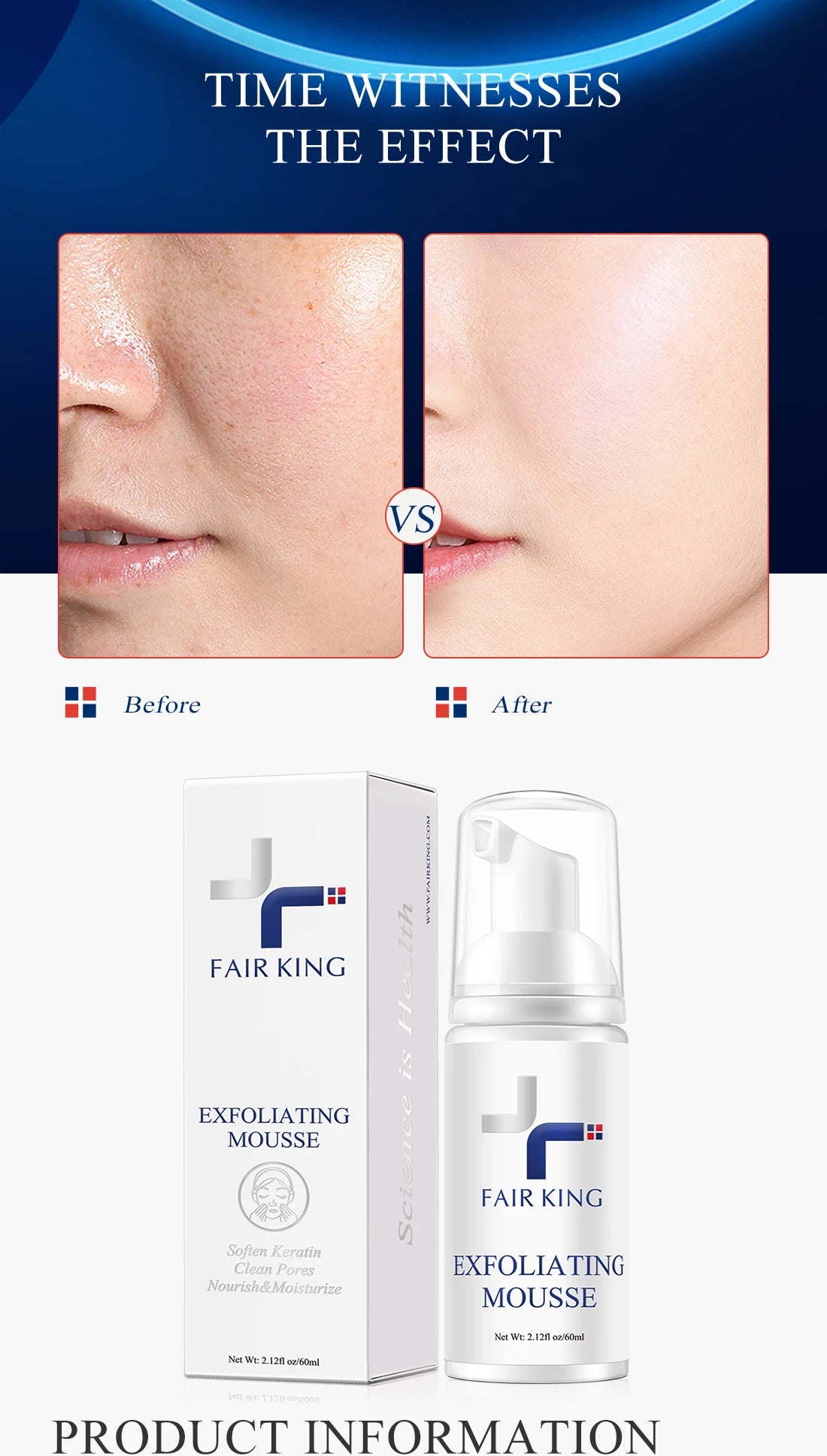Foaming Exfoliating Mousse Deep Remove Cleaning All Skin Types Wash Face Smooth Moisturizing Skin Exfoliator Unblock Pores 60ML