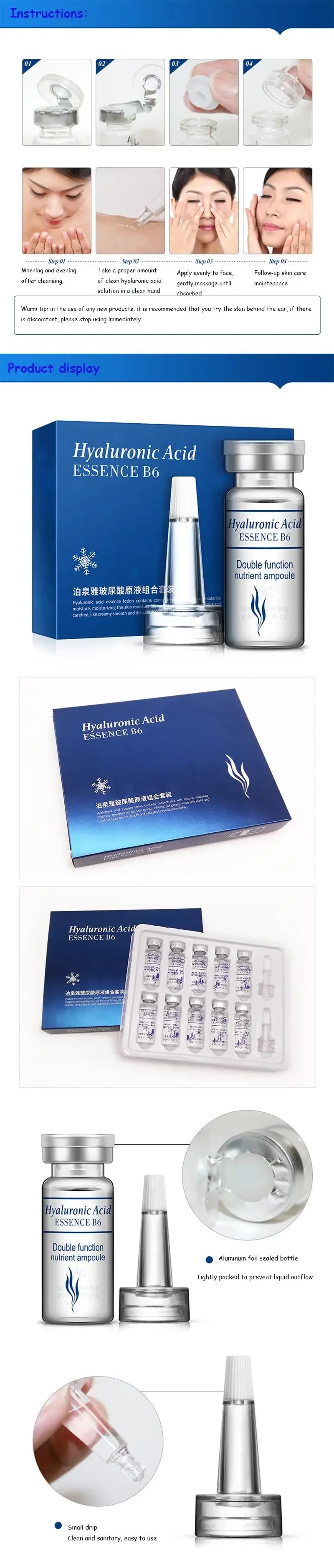 20pcs BIOAQUA Hyaluronic Acid Serum Facial skincare Moisturizing Firming Hydrating Facial Essence Liquid Face Skin Care