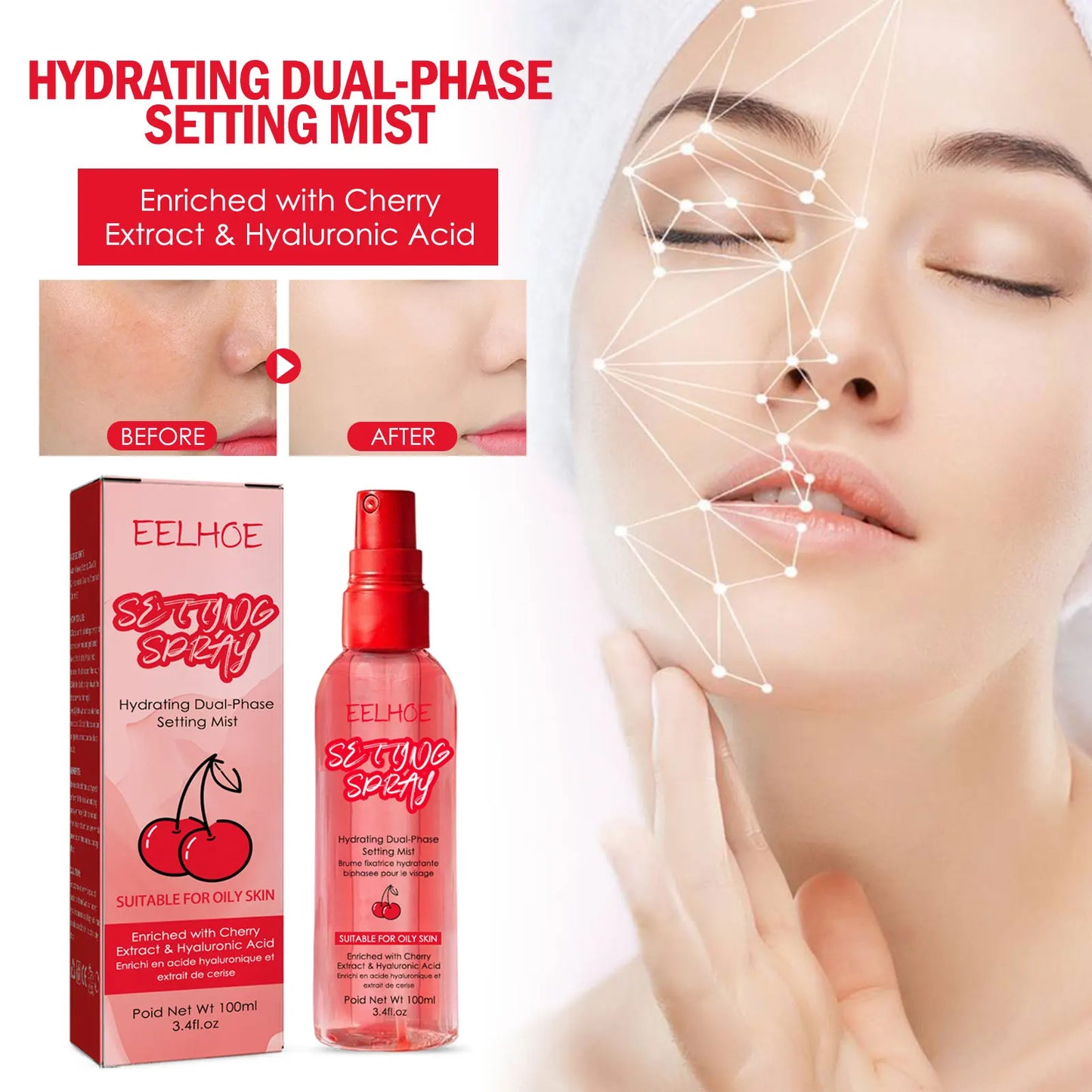 Makeup Setting Spray Moisturizing Spray Oil Control Waterproof Not Easy To Temove Makeup Fast Film-Forming fFacial Cosmetics